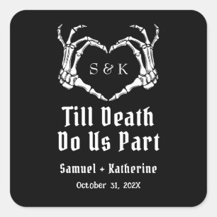 Gothic Romantic Skeleton Hand Halloween Hochzeit Quadratischer Aufkleber