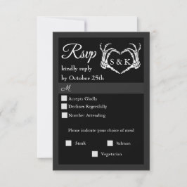 Gothic Romantic Skeleton Hand Halloween Hochzeit RSVP Karte