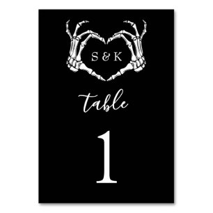 Gothic Romantic Skeleton Hand Halloween Hochzeit Tischnummer