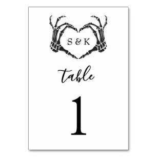 Gothic Romantic Skeleton Hand Halloween Hochzeit Tischnummer