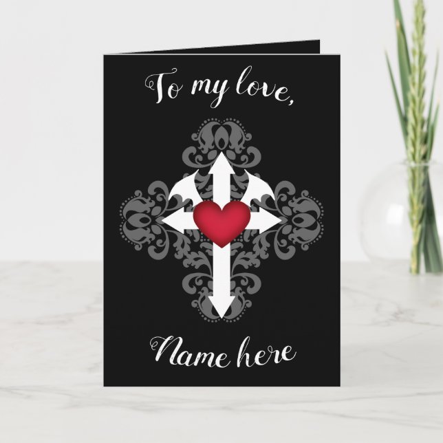 Gothic romantic Valentine Feiertagskarte (Vorderseite)