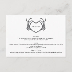 Gothic-Romantische Skeletthand Halloween-Hochzeit Begleitkarte
