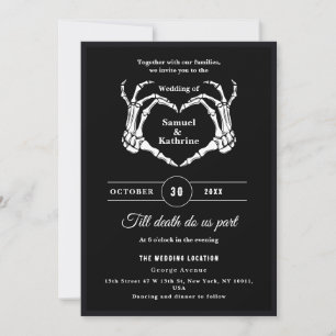 Gothic-Romantische Skeletthand Halloween-Hochzeit Einladung