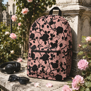Gothic-Rosa- und Schwarz-Friedhof-Rose Bedruckter Rucksack