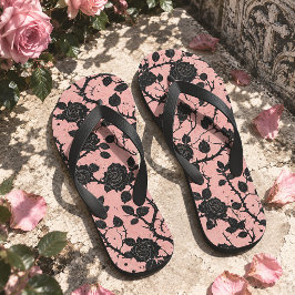 Gothic-Rosa- und Schwarz-Friedhof-Rose Flip Flops