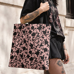 Gothic-Rosa- und Schwarz-Friedhof-Rose Tasche