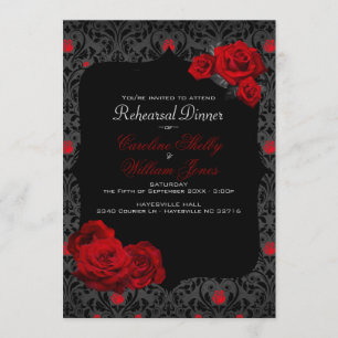 Gothic Rose Black and Red Probe Dinner Einladung