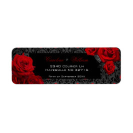 Gothic Rose Black and Red Wedding Labels