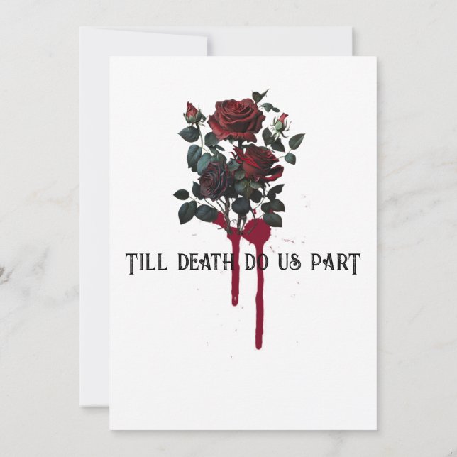 Gothic Rose Black Red Heart Blood Tropfen Einladung (Rückseite)