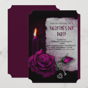Gothic Rose Candle and Locket Valentine Party Einladung