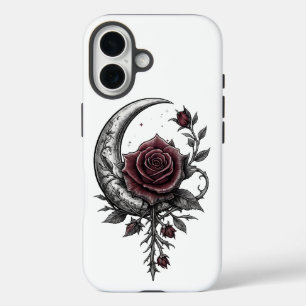 Gothic Rose Halbmond Dunkle Florale Kunst iPhone 16 Hülle