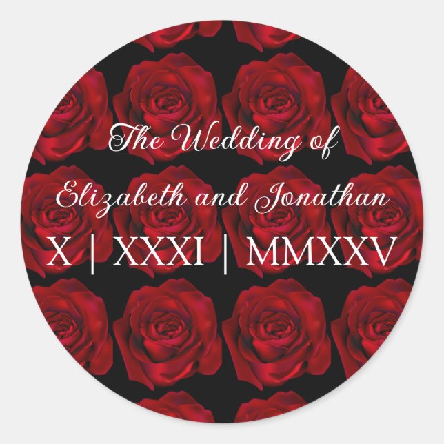 Gothic Rose Moody Romance Dark Wedding Runder Aufkleber (Vorderseite)