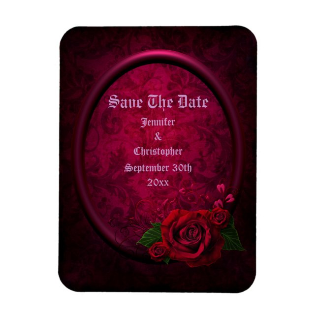 Gothic-Rose-Rahmen Save the Date Hochzeit Magnet (Vertikal)
