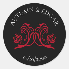 Gothic Rose Rot Schwarze Hochzeit Runder Aufkleber