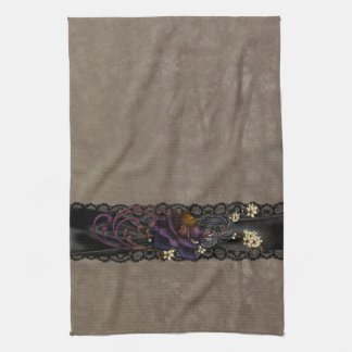 Gothic Rose und schwarze Spitze Geschirrtuch