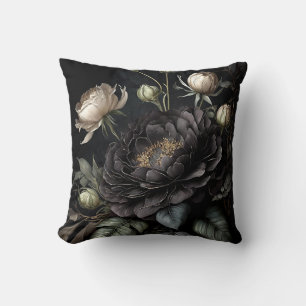 Gothic-Rosenanordnung Schwarze Blume Kissen