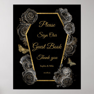Gothic Roses Sarg Hochzeitsgästebuch-Tischschild Poster