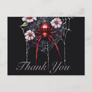 Gothic Rot & Schwarz Floral Spiderweb Dankeschön Postkarte