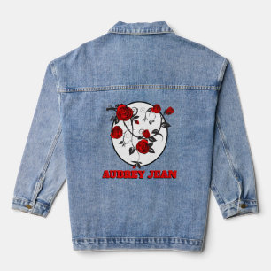 Gothic Rote Rosen Denim Jacket Jeansjacke