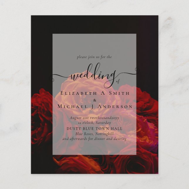 Gothic Rote Rosen Goth Wedding Einladung Flyer (Vorne)