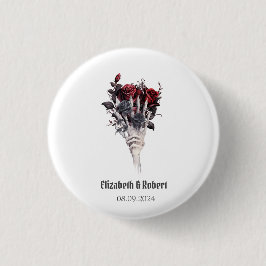 Gothic Rote Rosen Skeleton Wedding Button