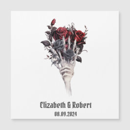 Gothic Rote Rosen Skeleton Wedding Magnetkarte
