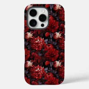 Gothic Rotes Chrysanthemen Dunkles Floral iPhone 16 Pro Hülle