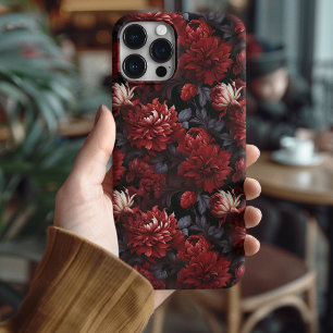Gothic Rotes Chrysanthemen Dunkles Floral iPhone 16 Pro Hülle