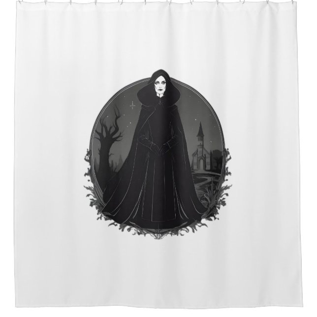 Gothic Salem Hexe um Mitternacht Duschvorhang (Vorderseite)