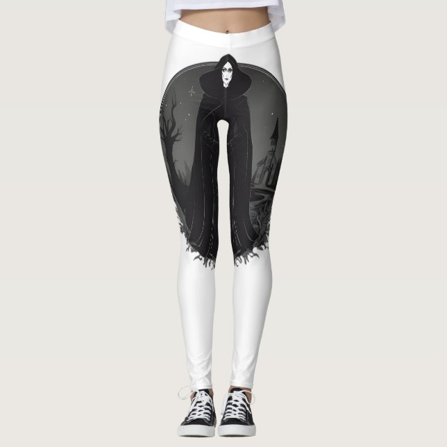 Gothic Salem Hexe um Mitternacht Leggings (Vorderseite)