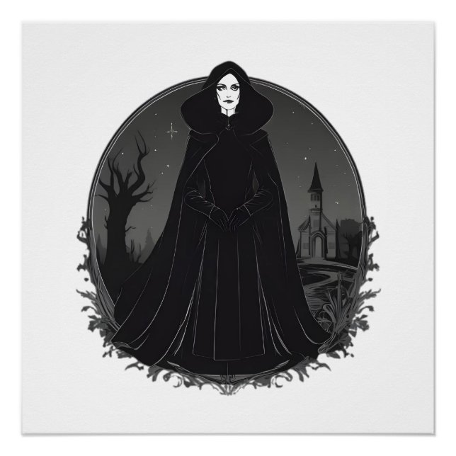 Gothic Salem Hexe um Mitternacht Poster (Vorderseite)