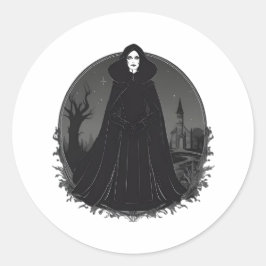 Gothic Salem Hexe um Mitternacht Runder Aufkleber