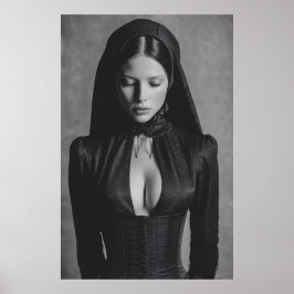 Gothic Samt Kapuzenporträt geschlossene Augen Poster
