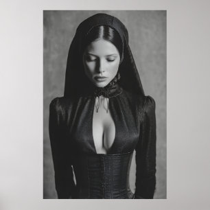 Gothic Samt Kapuzenporträt geschlossene Augen Poster