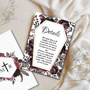 Gothic Sarg Hochzeitsdetails Beilagekarte Einladung