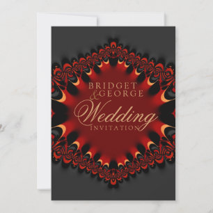 Gothic Satin Red+Black 12x18 Wedding Einladung