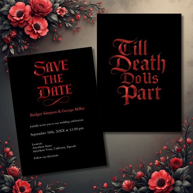 Gothic Save the Date - Bis zum Tod machen wir Teil Einladung (Von Creator hochgeladen)