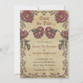 Gothic Save the Date Card mit dunklen Blume