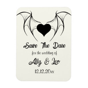 Gothic Save the Date dunkle Romantik Fledermausflü Magnet
