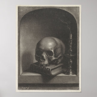 Gothic-Schädel auf Buchposter Poster