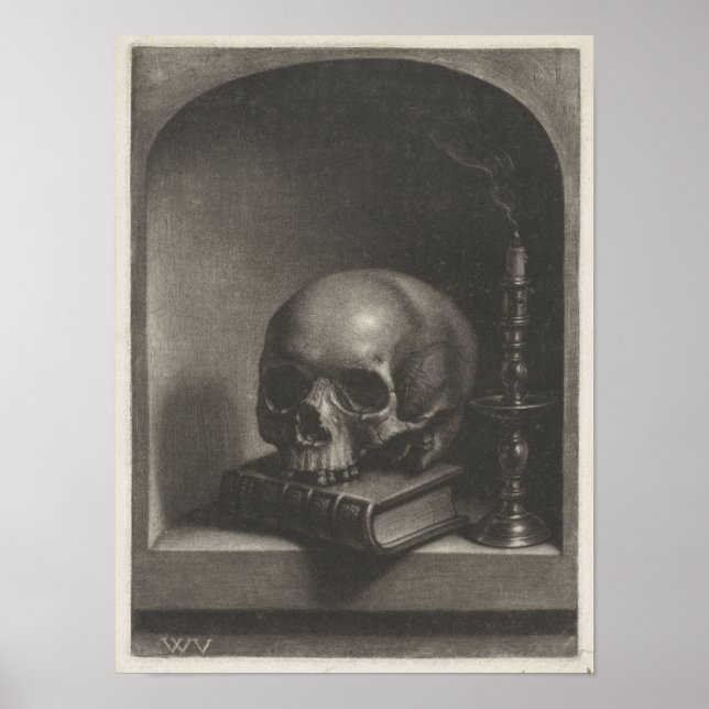 Gothic-Schädel auf Buchposter Poster (Vorne)
