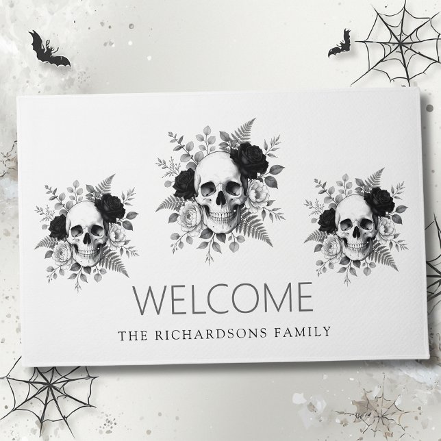 Gothic-Schädel-Blumen-Halloween Fußmatte (Von Creator hochgeladen)