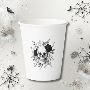 Gothic-Schädel-Blumen-Halloween Pappbecher