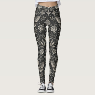 Gothic-Schädel-Blumen-Himmelsmuster (1) Leggings