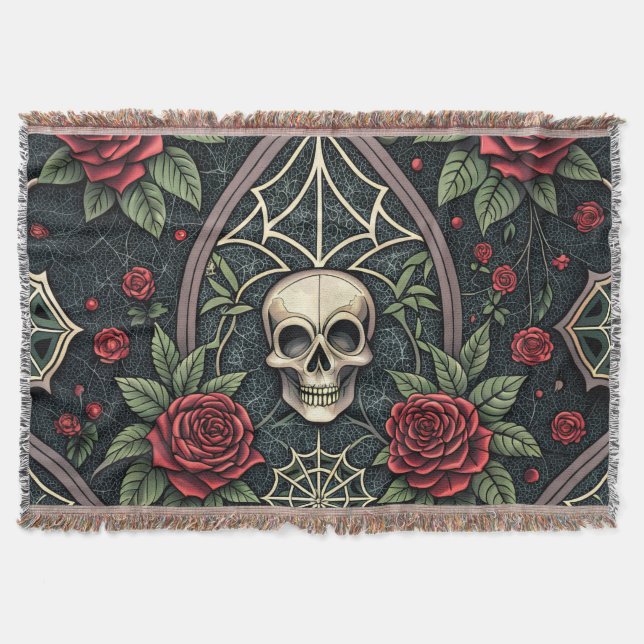Gothic-Schädel-Blumen-Himmelsmuster (3) Decke (Vorderseite)