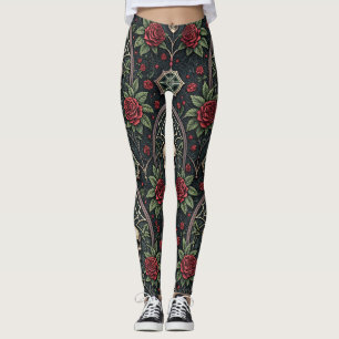 Gothic-Schädel-Blumen-Himmelsmuster (3) Leggings