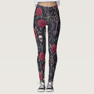 Gothic-Schädel-Blumen-Himmelsmuster (4) Leggings