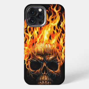 Gothic-Schädel Gelb Orange Feuer Flammen Muster iPhone Hülle