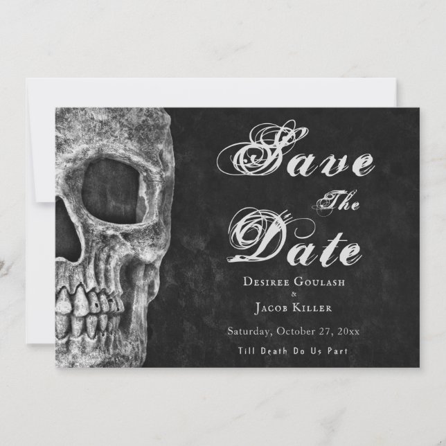 Gothic Schädel Hallowedding Save The Date (Vorderseite)
