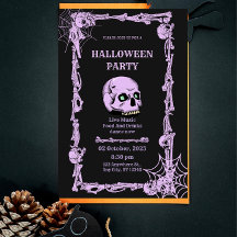 Gothic-Schädel-Halloween-Einladung  Dunkel & Elega
